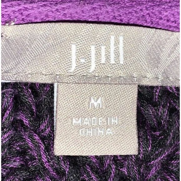 J. Jill Sz MEDIUM Sweater Purple Black Marled Chunky Knit Pullover Cotton EUC - Picture 7 of 9